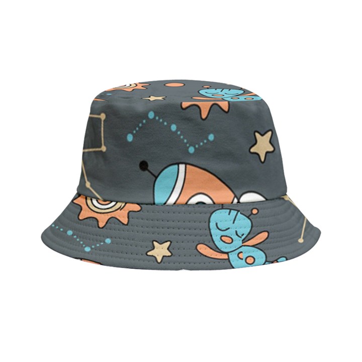 Rocketship Astronaut Space Seamless Pattern Bucket Hat