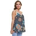 Rocketship Astronaut Space Seamless Pattern Casual Spaghetti Strap Chiffon Top View3