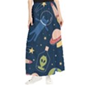 Seamless Pattern With Funny Alien Cat Galaxy Maxi Chiffon Skirt View1