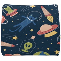 Seamless Pattern With Funny Alien Cat Galaxy Seat Cushion by Wegoenart