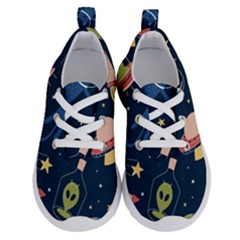 Seamless Pattern With Funny Alien Cat Galaxy Running Shoes by Wegoenart