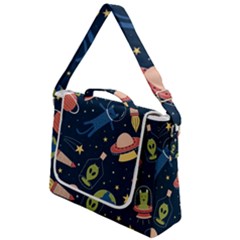 Seamless Pattern With Funny Alien Cat Galaxy Box Up Messenger Bag by Wegoenart