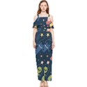 Seamless Pattern With Funny Alien Cat Galaxy Draped Sleeveless Chiffon Jumpsuit View1