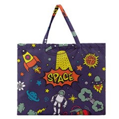 Vector Flat Space Design Background Zipper Large Tote Bag