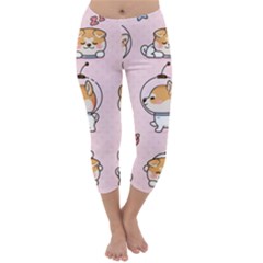 Set Kawaii Smile Japanese Dog Cartoon Capri Winter Leggings  by Wegoenart