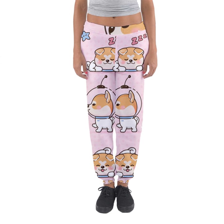 Set Kawaii Smile Japanese Dog Cartoon Women s Jogger Sweatpants