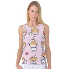 Set Kawaii Smile Japanese Dog Cartoon Women s Basketball Tank Top by Wegoenart