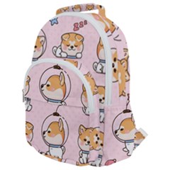 Set Kawaii Smile Japanese Dog Cartoon Rounded Multi Pocket Backpack by Wegoenart