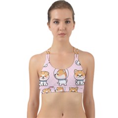 Set Kawaii Smile Japanese Dog Cartoon Back Web Sports Bra by Wegoenart