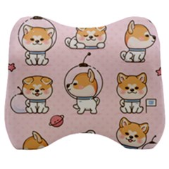 Set Kawaii Smile Japanese Dog Cartoon Velour Head Support Cushion by Wegoenart