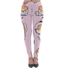 Set Kawaii Smile Japanese Dog Cartoon Lightweight Velour Leggings by Wegoenart