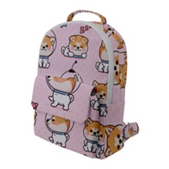 Set Kawaii Smile Japanese Dog Cartoon Flap Pocket Backpack (large) by Wegoenart