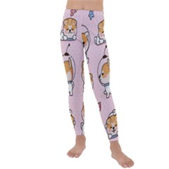 Set Kawaii Smile Japanese Dog Cartoon Kids  Lightweight Velour Leggings by Wegoenart