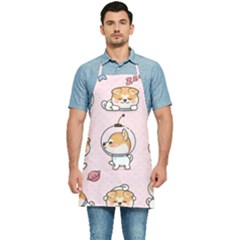 Set Kawaii Smile Japanese Dog Cartoon Kitchen Apron by Wegoenart