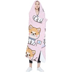 Set Kawaii Smile Japanese Dog Cartoon Wearable Blanket by Wegoenart