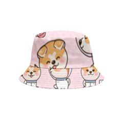 Set Kawaii Smile Japanese Dog Cartoon Bucket Hat (kids) by Wegoenart