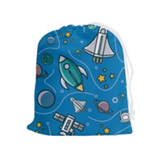 Rocket Ship Space Seamless Pattern Drawstring Pouch (xl) by Wegoenart