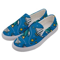 Rocket Ship Space Seamless Pattern Men s Canvas Slip Ons by Wegoenart