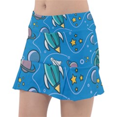 Rocket Ship Space Seamless Pattern Classic Tennis Skirt