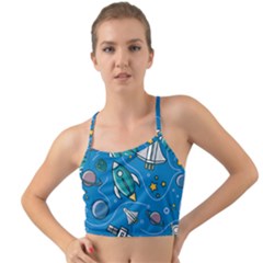 Rocket Ship Space Seamless Pattern Mini Tank Bikini Top by Wegoenart