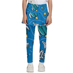 Rocket Ship Space Seamless Pattern Kids  Skirted Pants by Wegoenart