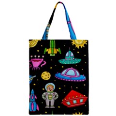 Seamless Pattern With Space Object Ufo Rocket Alien Hand Drawn Element Space Zipper Classic Tote Bag by Wegoenart