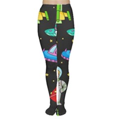 Seamless Pattern With Space Object Ufo Rocket Alien Hand Drawn Element Space Tights by Wegoenart