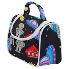 Seamless Pattern With Space Object Ufo Rocket Alien Hand Drawn Element Space Satchel Handbag by Wegoenart