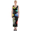 Seamless Pattern With Space Object Ufo Rocket Alien Hand Drawn Element Space Fitted Maxi Dress View1