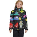 Seamless Pattern With Space Object Ufo Rocket Alien Hand Drawn Element Space Kids  Puffer Bubble Jacket Coat View1