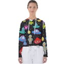 Seamless Pattern With Space Object Ufo Rocket Alien Hand Drawn Element Space Women s Slouchy Sweat View1