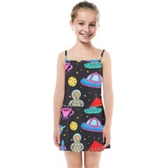 Seamless Pattern With Space Object Ufo Rocket Alien Hand Drawn Element Space Kids  Summer Sun Dress by Wegoenart