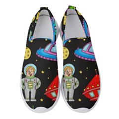 Seamless Pattern With Space Object Ufo Rocket Alien Hand Drawn Element Space Women s Slip On Sneakers by Wegoenart