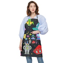 Seamless Pattern With Space Object Ufo Rocket Alien Hand Drawn Element Space Pocket Apron by Wegoenart