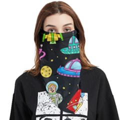 Seamless Pattern With Space Object Ufo Rocket Alien Hand Drawn Element Space Face Covering Bandana (triangle) by Wegoenart