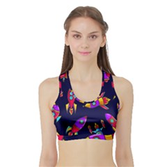 Space Pattern Sports Bra With Border by Wegoenart