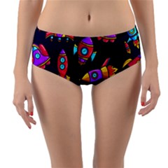 Space Pattern Reversible Mid-waist Bikini Bottoms by Wegoenart