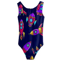 Space Pattern Kids  Cut-out Back One Piece Swimsuit by Wegoenart