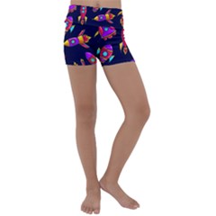 Space Pattern Kids  Lightweight Velour Yoga Shorts by Wegoenart