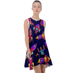 Space Pattern Frill Swing Dress by Wegoenart