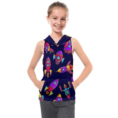 Space Pattern Kids  Sleeveless Hoodie by Wegoenart