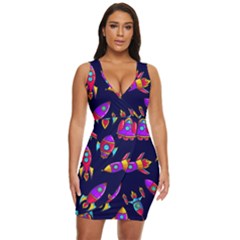 Space Pattern Draped Bodycon Dress by Wegoenart