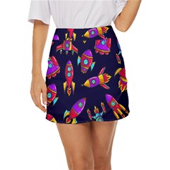 Space Pattern Mini Front Wrap Skirt by Wegoenart