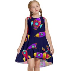 Space Pattern Kids  Frill Swing Dress