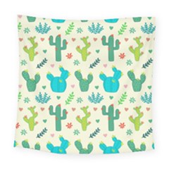 Cactus Succulent Floral Seamless Pattern Square Tapestry (large)