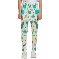 Cactus Succulent Floral Seamless Pattern Kids  Skirted Pants by Wegoenart