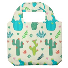 Cactus Succulent Floral Seamless Pattern Premium Foldable Grocery Recycle Bag by Wegoenart