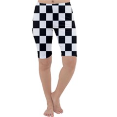 Chess Board Background Design Cropped Leggings  by Wegoenart