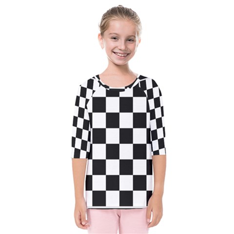 Chess Board Background Design Kids  Quarter Sleeve Raglan Tee by Wegoenart