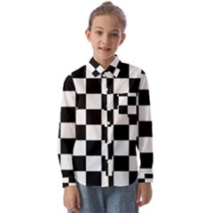 Chess Board Background Design Kids  Long Sleeve Shirt by Wegoenart